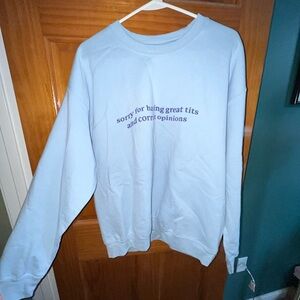 Gildan Light Blue Sweatshirt with Bold Text